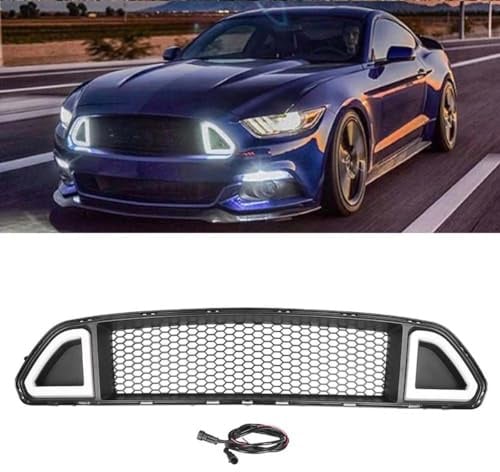 MYMOMS ABS-Auto-Frontgrill mit LED-Lichtlampe für Ford Mustang 2015 2016 2017 Ersatz des Mittelgittergrills