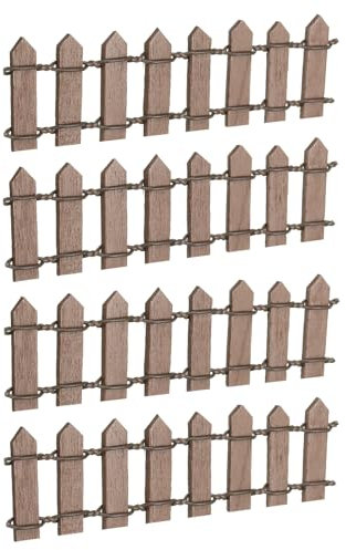 QUARKZMAN 4 Stück 3,9 Zoll Miniatur-Gartenzaun, Miniatur-Ornament Holz-Pfahlzaun Dekoration für Puppenhaus DIY, Braun
