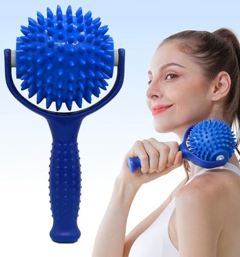 Massagebälle Massage Roller, Massageroller mit Griff und Noppen Selbstmassagerolle, Massagegerät Fascia Ball für Rücken Beine Füße Hände Muskelschmerzen (Orbicular)