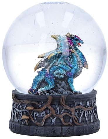 Nemesis Now Dragon Storm Schneekugel 10 cm Harz Blauer Drache Schneekugel Drache Home Decor gegossen aus feinstem Harz fachmännisch handbemalt