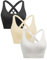 ANGOOL Sport BH Damen ohne Bügel Push Up BH Starker Halt Sport Bustier Damen Gepolstert Crossback Seamless Yoga Joggen Gym Sports Bra, Schwarz+Beige+Weiß, L