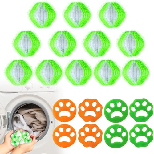 20 Pcs Atrapa Pelos Lavadora,Atrapapelos Mascota,Bolas Quita Pelos Mascota,Atrapa Pelos Lavadora Mascotas,Recoge Pelos Mascotas,Reutilizable para Eliminar el Pelo de Las Mascotas en la Lavadora