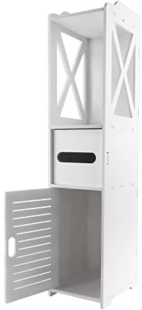 BRIEFNESS Hochschrank 3 Etagen Badezimmer Bodenschrank Weiß Lagereinheit für Toilette Schlafzimmer PVC Schrank Wasserdicht Freistehend