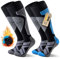 Niorasen 2 Paar Merino Skisocken Herren Damen, Thermo Snowboard Socken, Skistrümpfe mit Polsterung, Wärme Kniestrümpfe für Skifahren, Snowboarden, Outdoor Wintersport, Size M, Schwarz Blau