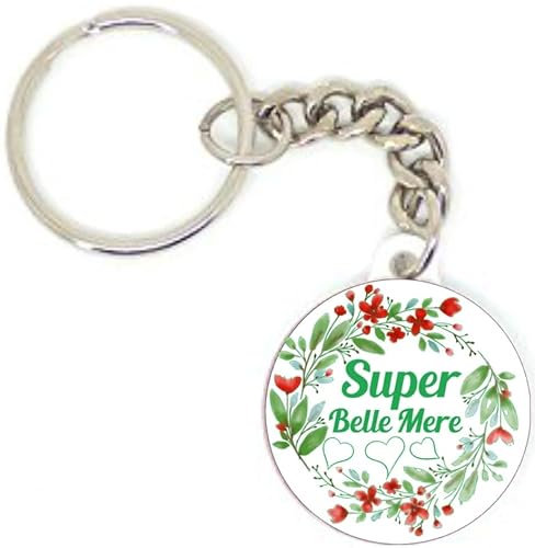 Porte clé badge super belle mère famille idée cadeau personnalisé