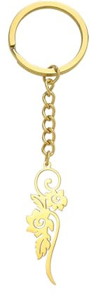kkjoy Porte-clés de Fleurs Jumelées en Acier Inoxydable Porte-clés avec Pendentif Fleur et Feuilles Porte-Monnaie Accessoires de Sac à Main pour Femmes Charmantes Dames
