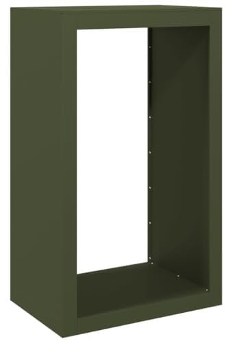 vidaXL Brennholzregal, Kaminholzregal mit Stauraum, Holzregal Holzlager für Brennholz, Außen Feuerholzregal Kaminholzständer, Grün Stahl