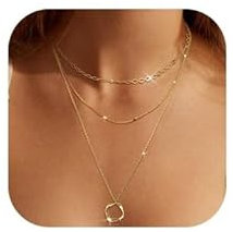 Dochais Mehrreihige Halsketten Damen Layering Stapelbare Kette Choker kette Set mit Möbiusband Anhänger Halskette Gold Wasserfest schmuck Geschenke für Frauen Mädchen