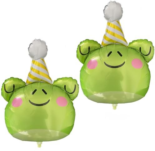 CHANGZHONG Frosch-Folienballons, 2 Stück, Tiermotto-Party-Dekoration, perfekt für Geburtstag, Babyparty, Kinderparty, Uni-Kinder