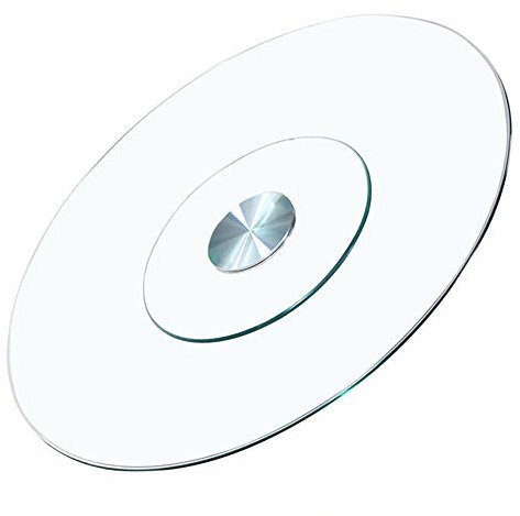 Plateau tournant rond en verre Lazy Susan avec roulements silencieux, grand plateau rotatif en verre trempé de 60 à 120 cm, plateau de service rotatif en douceur à 360 °, facile à partager tous les