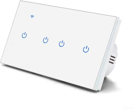 Smart Light Switch, 220V 10A WiFi Connected Touch Light Switch for Smart Homes, Voice Control for Alexa Voice, for Tuya, for Smart Life App, Smarts Wifi Switches(4 Gang-White)