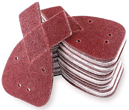 SZTVECFW 60Pcs Sanding Sheets with Extra 2 Tips for Replacement, 40/60/80/120/180/240 Grits Hook and Loop Mouse Sander Pads Sander Paper to Fit Black and Decker Detail Palm Sander (14 x 9cm)