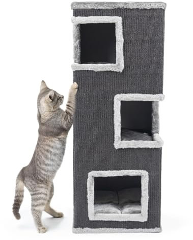 CanadianCat Company | Kratzturm Patrick - anthrazit | 35 x 35 x 90 cm | Katzenhaus, Kratzbaum