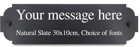 Personalised House Name Slate Sign 35x10cm - Premium Slate Sign Plaque With Elegant Rounded Scalloped Corners