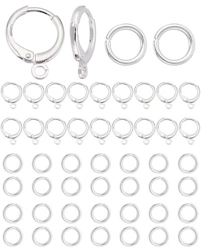 LEEQ 20pcs 925 Sterling Silber Creolen, Plattierte Ohrhaken Mit Hebelverschluss Französische Ohrhaken Austauschbare Baumelnde Ohrhaken mit 30 offenen Biegeringen