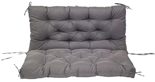 ZxrFxr Thick Garden Bench Cushion Waterproof: 2/3/4 Seater Replacement Cushions Swing Seats Patio Lounger Bench Swing Hammock with Backrest for Outdoor Furniture Garden (Dark gray, 150CM)