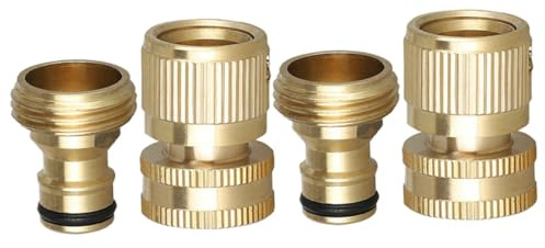 ROMISBABA 2 Sätze Gartenschlauch Schnellkupplung Messing Gewinde Adapter Wasserschlauch Ersatzteil für Gartenbewässerung Dicht und Einfach zu Verbinden
