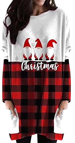 Yming Damen Plus Größe Langärmel Pullover Mit Taschen Casual Crew Hals Sweatshirt