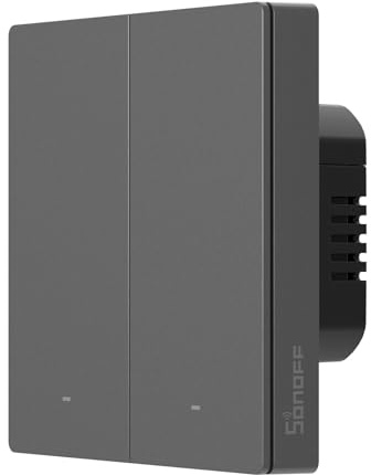 Interrupteur Intelligent SONOFF M5 Matter avec Wi-Fi 2.4GHz, Interrupteur Murial 2 Bouton avec Minuterie et Commande Vocale, Compatible avec Matter, Alexa et Google Home, Fil Neutre Requis (Type 86)