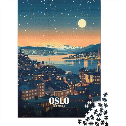 Oslo Nachtansicht 1000 Teile Puzzle Papier Puzzle für Erwachsene Familienspiel Puzzle Stressabbau Geschenk 52x38cm/1000pcs
