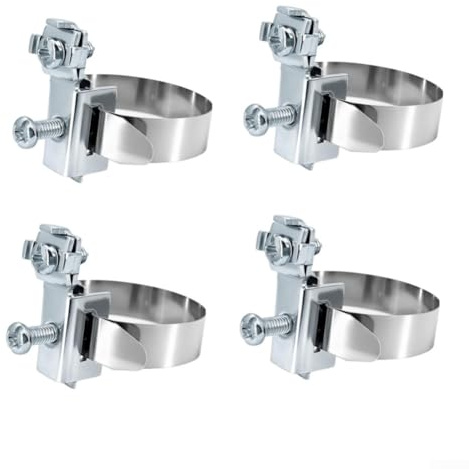 Pack of 4 Earthing Pipe Clamps, Diameter 8-52 mm, Earth Band Clamp, for Lightning Protection and Cable Attachment, Galvanised, Weatherproof for Distribution Boxes and Pipe Clamps, Stainless Steel