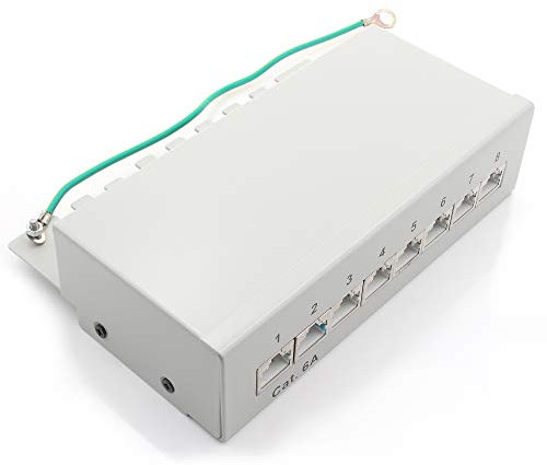 1aTTack.de 367465 Panneau de brassage CAT6a Panneau de distribution blanc à 8 ports Technologie de connexion LSA+ Distribution réseau - RJ45 - TIA 568 A/B - blanc