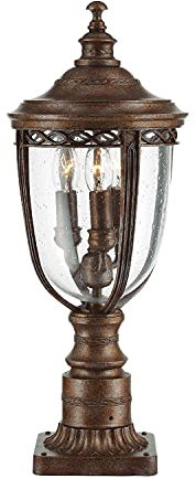 Licht-Erlebnisse Kleine Sockelleuchte EDMUND H:55cm IP44 in Bronze aus Glas Stahl dekorative Gartenlampe Wegeleuchte