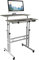 DlandHome Stehtisch, rollbar, mit Rollen (abschließbare Rolle), höhenverstellbar, 67 – 115 cm, Computertisch, multifunktional, mit 3 Ablagen, für Laptop, Ahorn