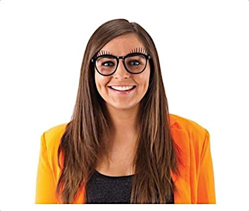 shoperama Party Brille Schwarz mit Wimpern Spaß Kostüm-Zubehör Karneval Festival Verkleidung JGA lustig witzig