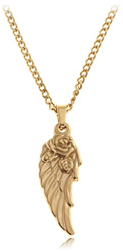Made by Nami Herren Halskette mit Anhänger - 60 cm Herren Gold-Kette aus Edel-Stahl - Coole Flügel-Kette - Handmade Glieder-Kette - Männer-Kette - Geschenk Geburtstag für Ihn (Gold Flügel)