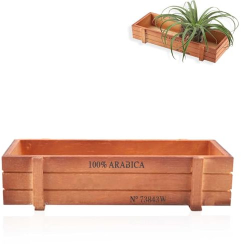 HERCHR Arriate de Madera Rectangular 22.7 * 10 * 4.8cm, Jardinera de Cultivo, Macetas Decorativas Rústicas para Exterior e Interior, Casa y Jardín