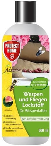 Natria Wespen und Fliegen Lockstoff, anwendungsfertige Köder-Flüssigkeit für Fliegen- und Wespenfallen, 500 ml
