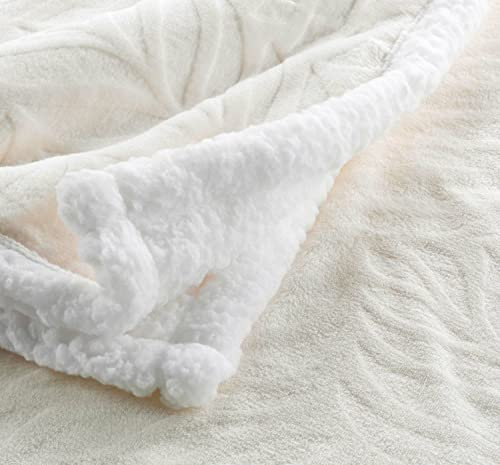 Arinosa Kuscheldecke Plaid Sofadecke Fleece mit Fellimitat Naturweiß 125x150 cm