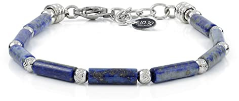 10:10 Edelstahlarmband und Natursteine, 4 mm Durchmesser Diamant-Edelstahlperlen, Armband für Männer und Frauen. Made In Italy