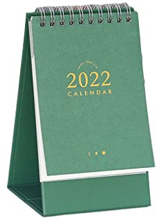 WXTRE Kalenderplaner Kleiner Schreibtisch-Kalender 2021-2022, Kalender monatlicher einfacher Flip-Kalender, 2022 Planer Sehr gut geeignet für die Haus- und Büroplanung (Color : Green)