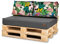 Bielik Palettenkissen 120 x 80 Set für Palettenmöbel | Wasserdicht Europaletten Sitzkissen Made in EU | Palettensofa komplett besteht aus 3 Teilen in Farbe: Dunkelgrau (Dunkelgrau+Blumen)