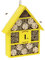 Relaxdays Bienenhotel, Nisthilfe Wildbienen, Garten, Balkon, Insektenhotel zum Aufhängen, Holz, HBT 38 x 29 x 9 cm, gelb