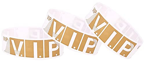 JKJF 200 Stück VIP Einlassbänder Festival Armbänder Wasserfeste Party Bändchen für EventsHochzeit Clubs Konzerte Bars Vergnügungsparks Messen - Gold