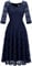 Dressystar Damen Elegant Cocktailkleid V-Ausschnitt Spitzenkleid Hochzeit Midi Brautjungfer Kleid Marineblau M
