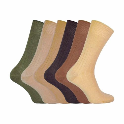 100% Egyptian Cotton Socks for Men | 6 Pairs | Ribbed Seamless Black Socks Avaliable in 3 Sizes
