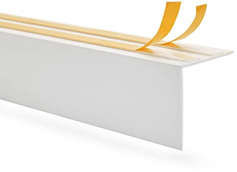 QUEST PVC Winkelprofil Kantenschutz, Blende für Gardinenschiene, Kunststoffblende für Vorhangschiene, Winkelleiste Abdeckleiste – Länge: 200cm – Farbe: Weiß – Abmessung: 30x30mm
