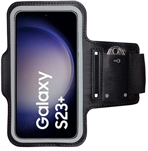 CoverKingz Sportarmband für Samsung Galaxy S23 Plus - Armtasche mit Schlüsselfach Oberarm Halterung - Sport Laufarmband Handy Armband Schwarz