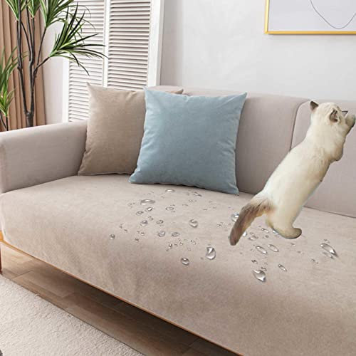YWQJL Samt Sofabezug Sofaschoner rutschfest 1 2 3 4 Sitzer,l Form Sofaüberwurf,Sofa Überzug Ecksofa Pets Dog Couch Überzug Couch Überzug Sofa Überwurf (Khaki, 70x180cm)