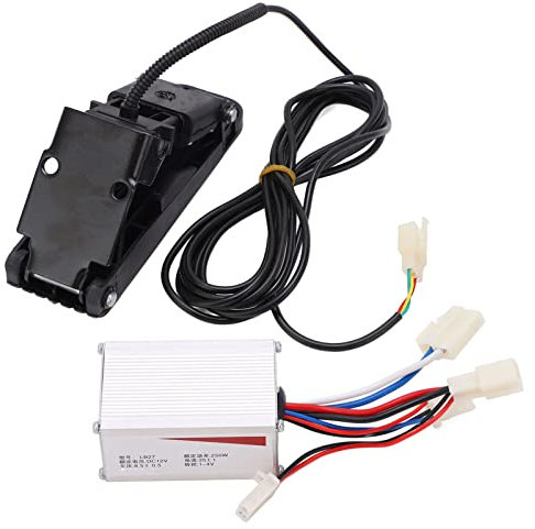Keenso 12V 250W Aluminiumlegierung Gebürsteter Geschwindigkeitsregler Gaspedal-Set für Elektrische Fahrräder Dreiräder Motorräder DIY-Umbaukästen