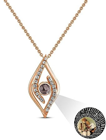 Auinniuz Joyería de plata de ley con foto - Collar personalizado con foto - Collar con proyección regalo único para ella Oro Rosa
