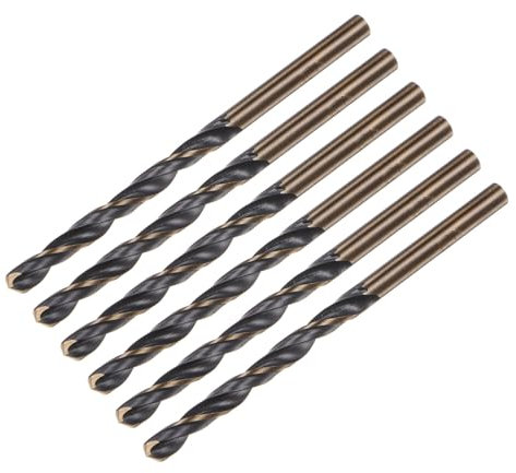 QUARKZMAN 6pcs Forets hélicoïdaux Jobber 4,2mm en acier rapide (HSS) 4341 revêtus nitrure noir titane doré, pointe de perçage à 135 degrés, pour acier inoxydable métal plastique bois.