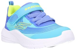 Skechers Boy's Girl's Microspec Advance Sneaker, Turquoise/Lime, 8 UK Child