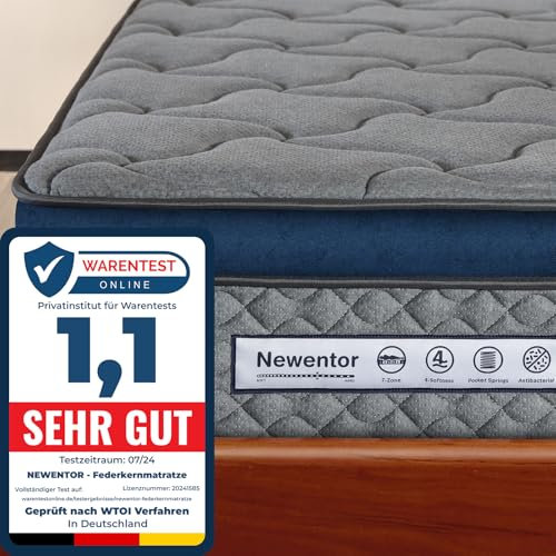 Newentor® Matratze Höhe 25 cm Härtegrad H3 Mittelfest Komfort/Support 80x200 cm - Kaltschaummatratze Öko-Tex Zertifiziert - Matratze für Kinder und Erwachsene - Orthopädische 7 Zonen Matratze