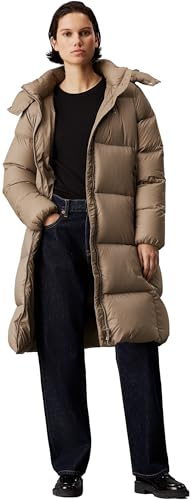 Calvin Klein Damen Mantel Down Long Puffer Wasserabweisend, Beige (Brindle), M