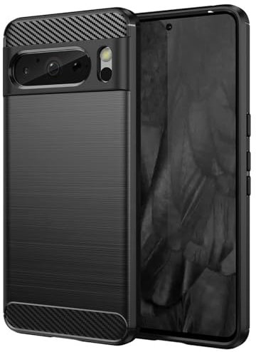 CoolGadget Premium Carbon Handyhülle TPU für Google Pixel 8 Pro, stoßfest, Kratzfest, rutschfest, Anti-Fingerprint, schwarz